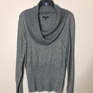 APT. 9 Shimmery Silver Cowl Neck Sweater